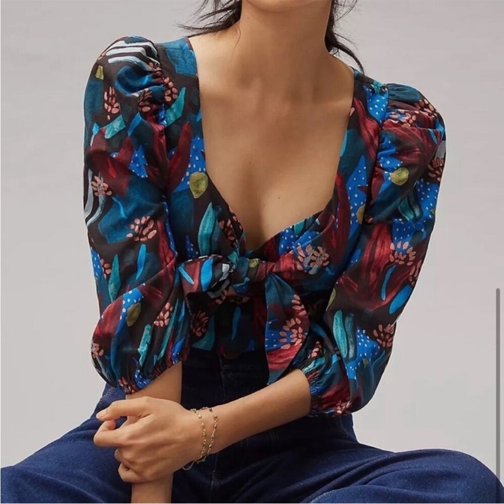 Anthropologie Eva Franco Tropical Sweetheart Blouse Size XS 2